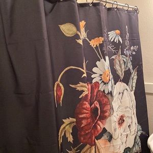 COPY - Black with bold flower print shower curtain